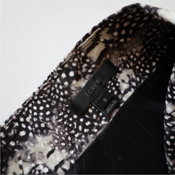 J. CREW Size 0 Black Brown & White Feather Print Skirt Career - Picture 4 of 11